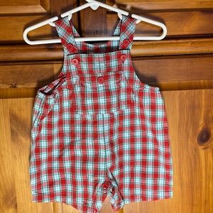 Vintage Baby Gap Green and Red Plaid Overalls